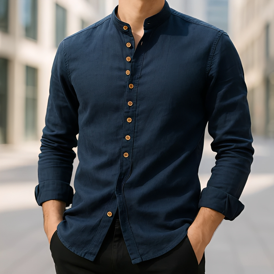 Aick - Camisa de verano moderna de manga larga para hombre