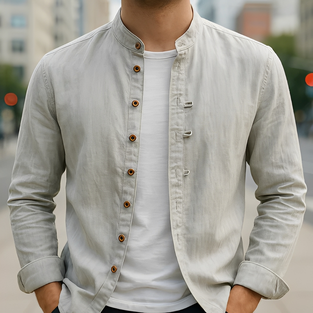 Aick - Camisa de verano moderna de manga larga para hombre