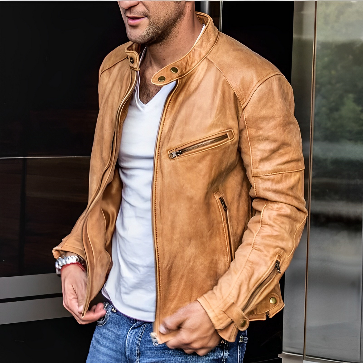 Chaqueta de cuero elegante para hombre - Estilo y confort
