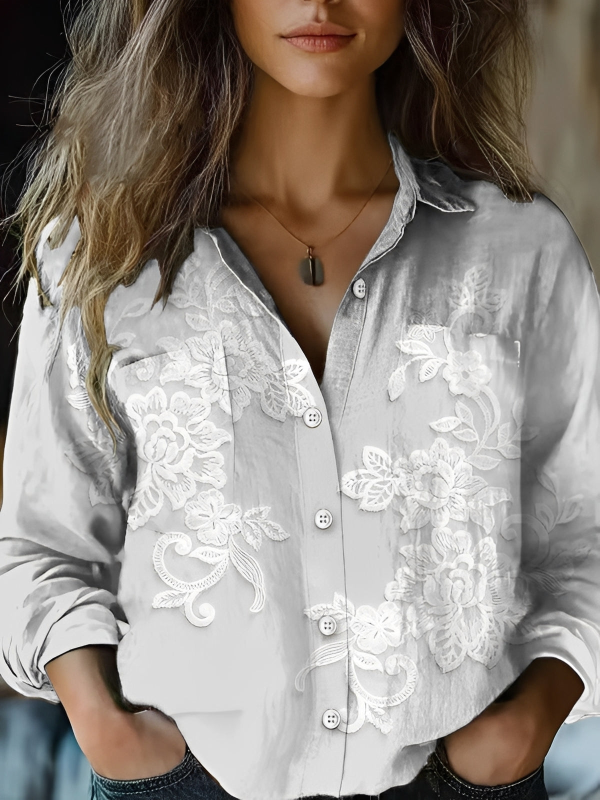 Jasmin - Blusa Colorida de Manga Larga