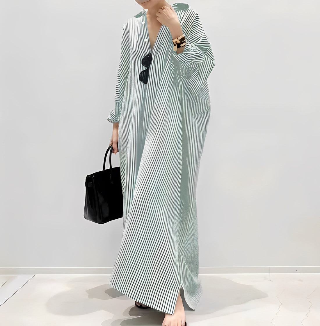 Jasmine - Vestido camisero elegante a rayas para mujeres