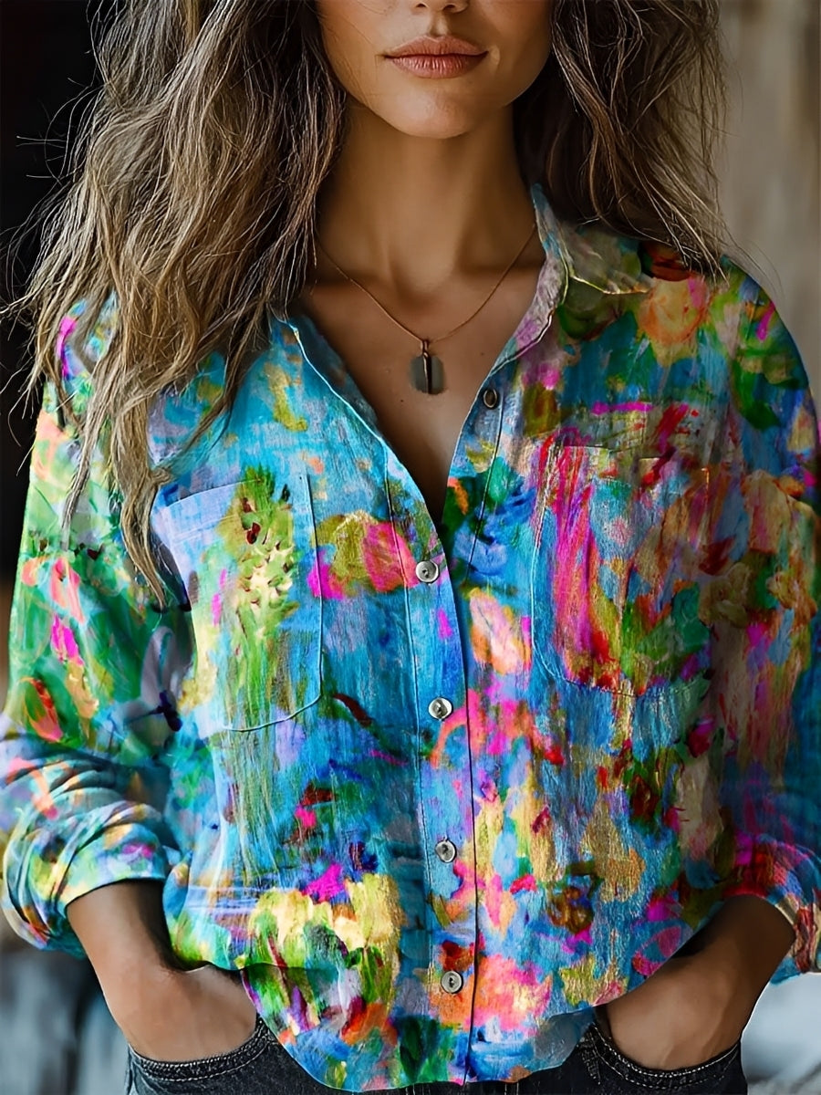Jasmin - Blusa Colorida de Manga Larga