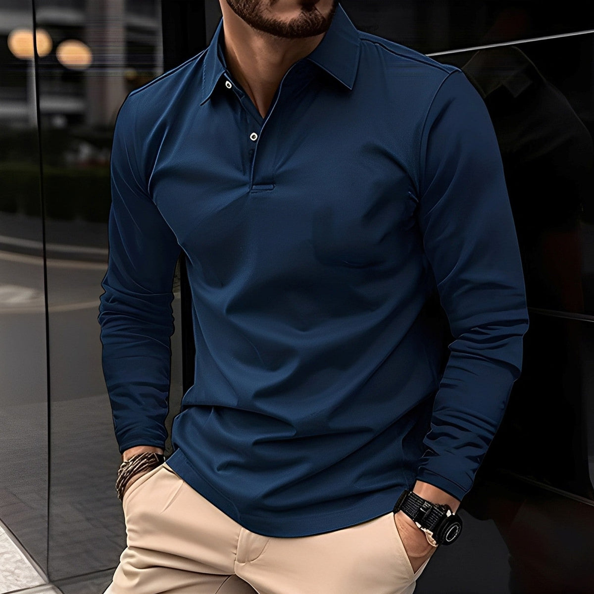 Deacon - Polo de manga larga confortable