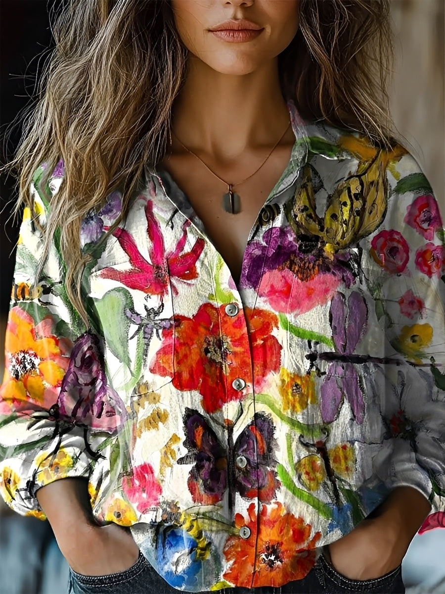 Jasmin - Blusa Colorida de Manga Larga