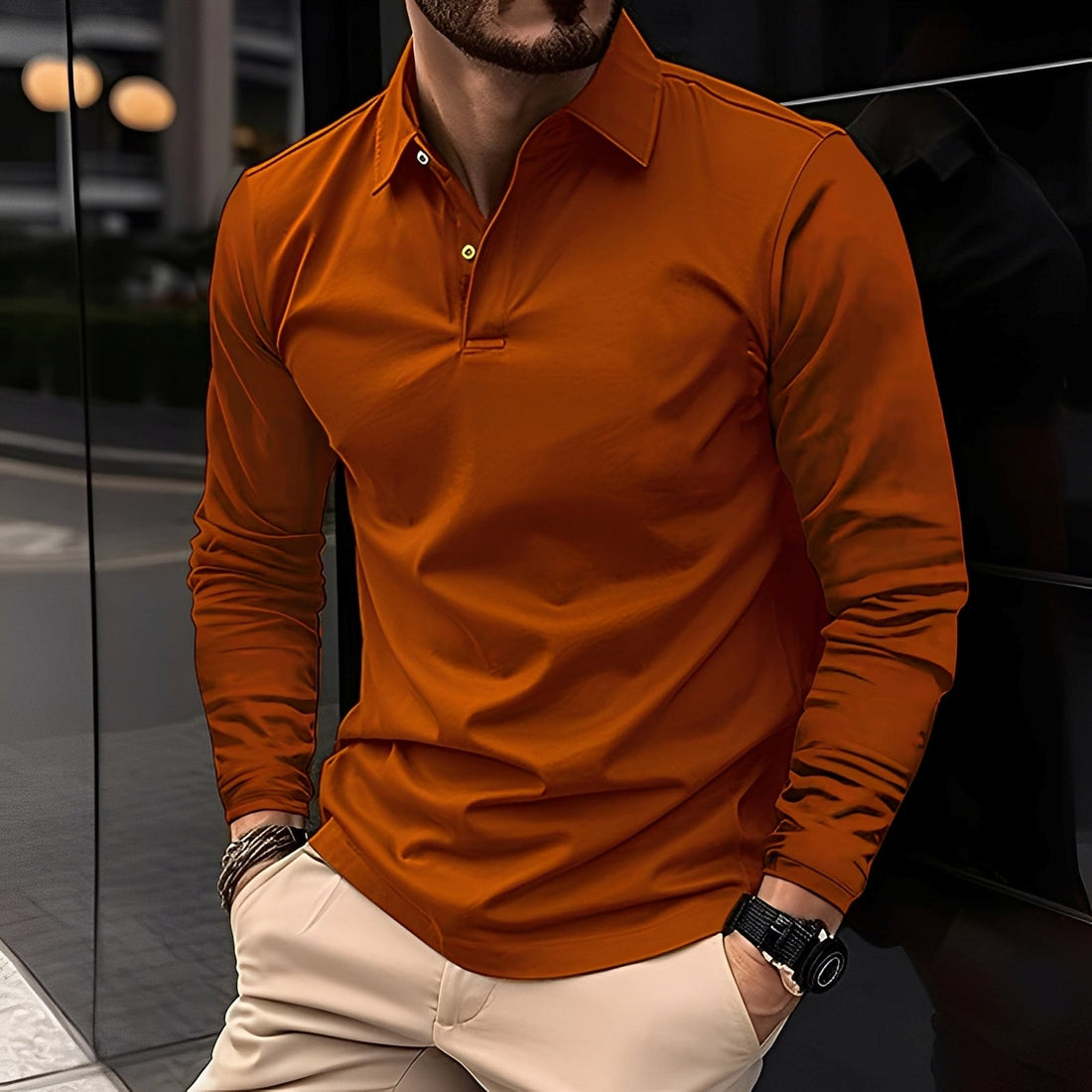 Deacon - Polo de manga larga confortable