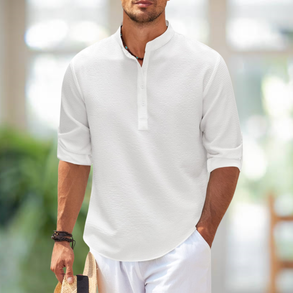 Cormac - Camisa de lino de manga larga para hombre