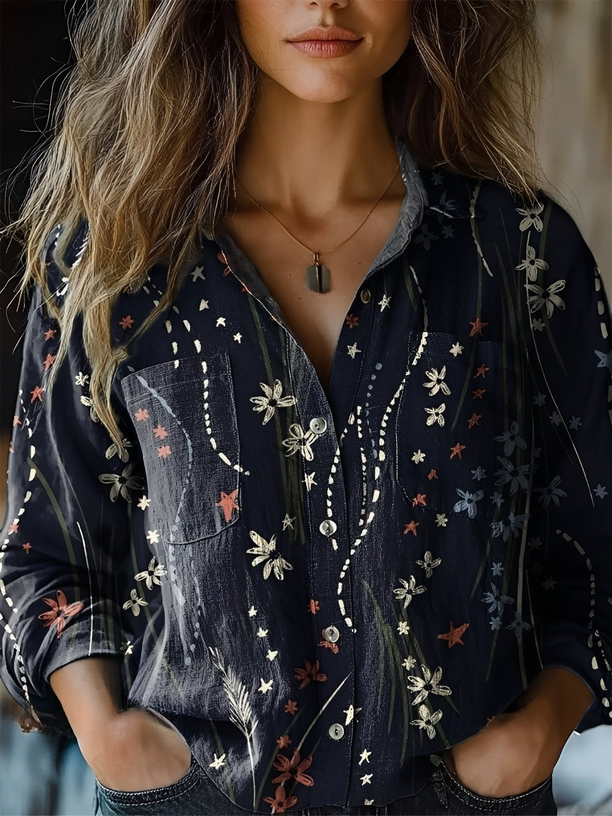 Jasmin - Blusa Colorida de Manga Larga