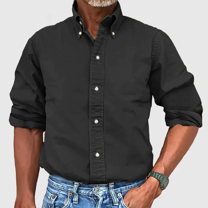 Vince – Camisa para hombre de estilo vintage con efecto desgastado
