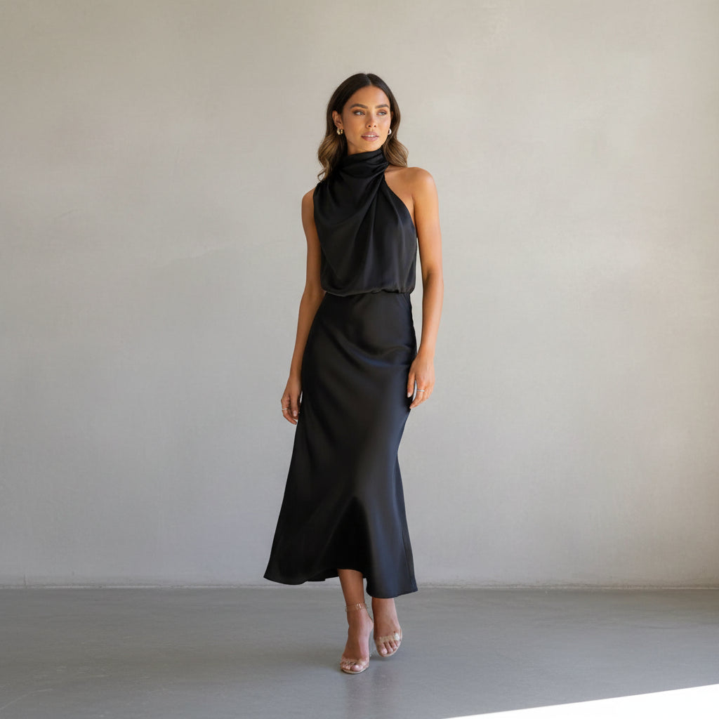 Juris - Elegante vestido largo brillante para ocasiones especiales