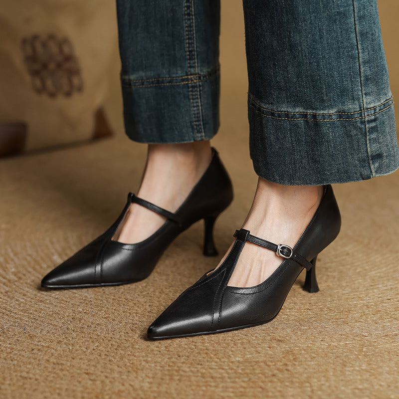 Ellis - Tacones de Aguja Elegantes con Hebilla en T