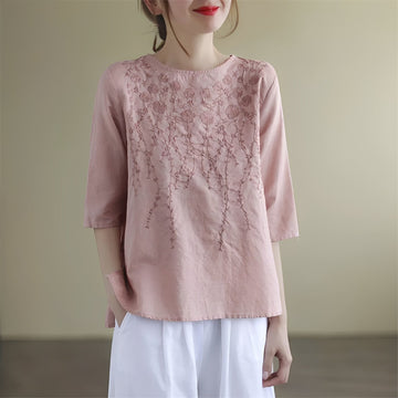 Amelia - Elegantes blusas bordadas con mangas a media para damas