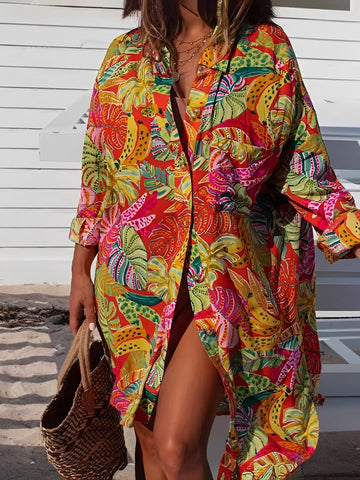 Montes - Vestido Camisero con Botones Floral