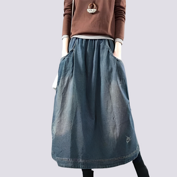 Fiona - Falda clásica de mezclilla patchwork para mujeres