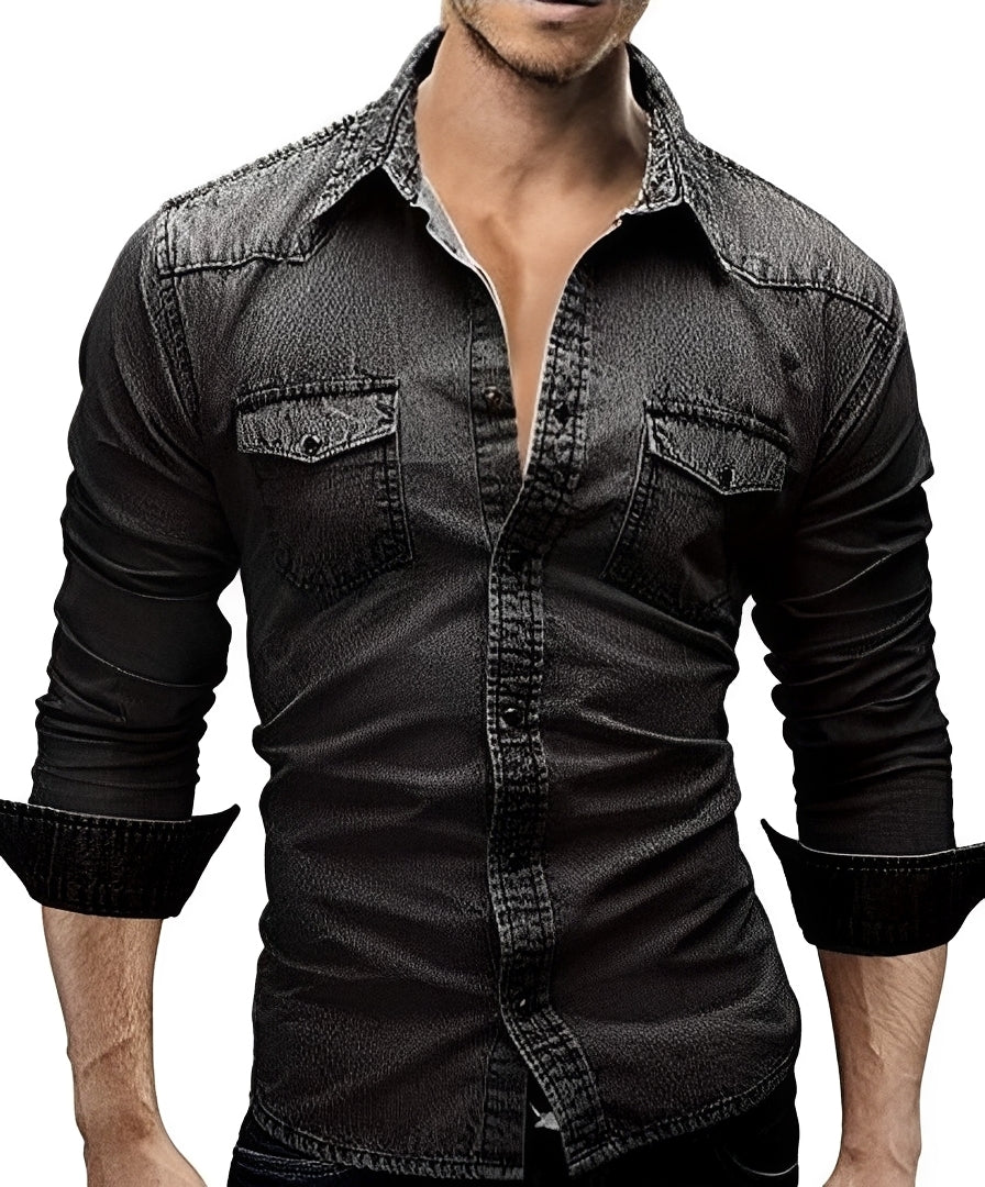 Arjun - Camisa de Mezclilla Hombre - Casual de Manga Larga