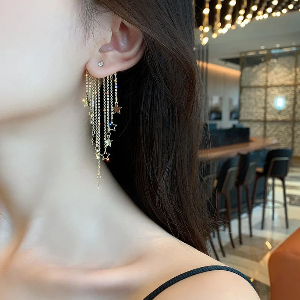 Valerie – Pendientes colgantes de estrella con borlas