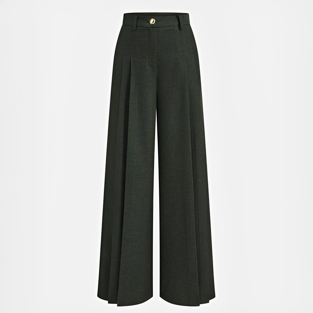 Odessa - Pantalones Casuales de Pierna Ancha con Pliegues