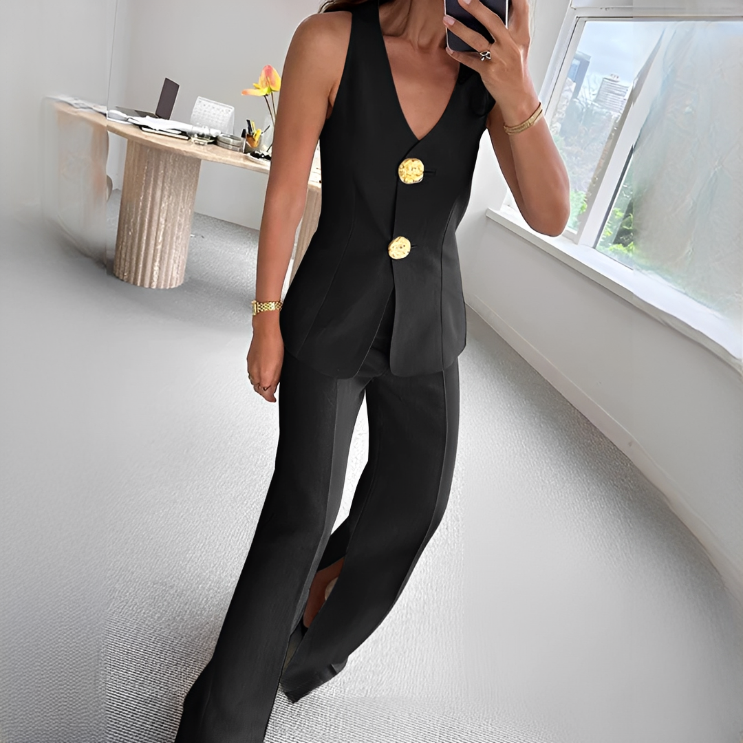 Verna - Conjunto casual de top sin mangas y pantalones
