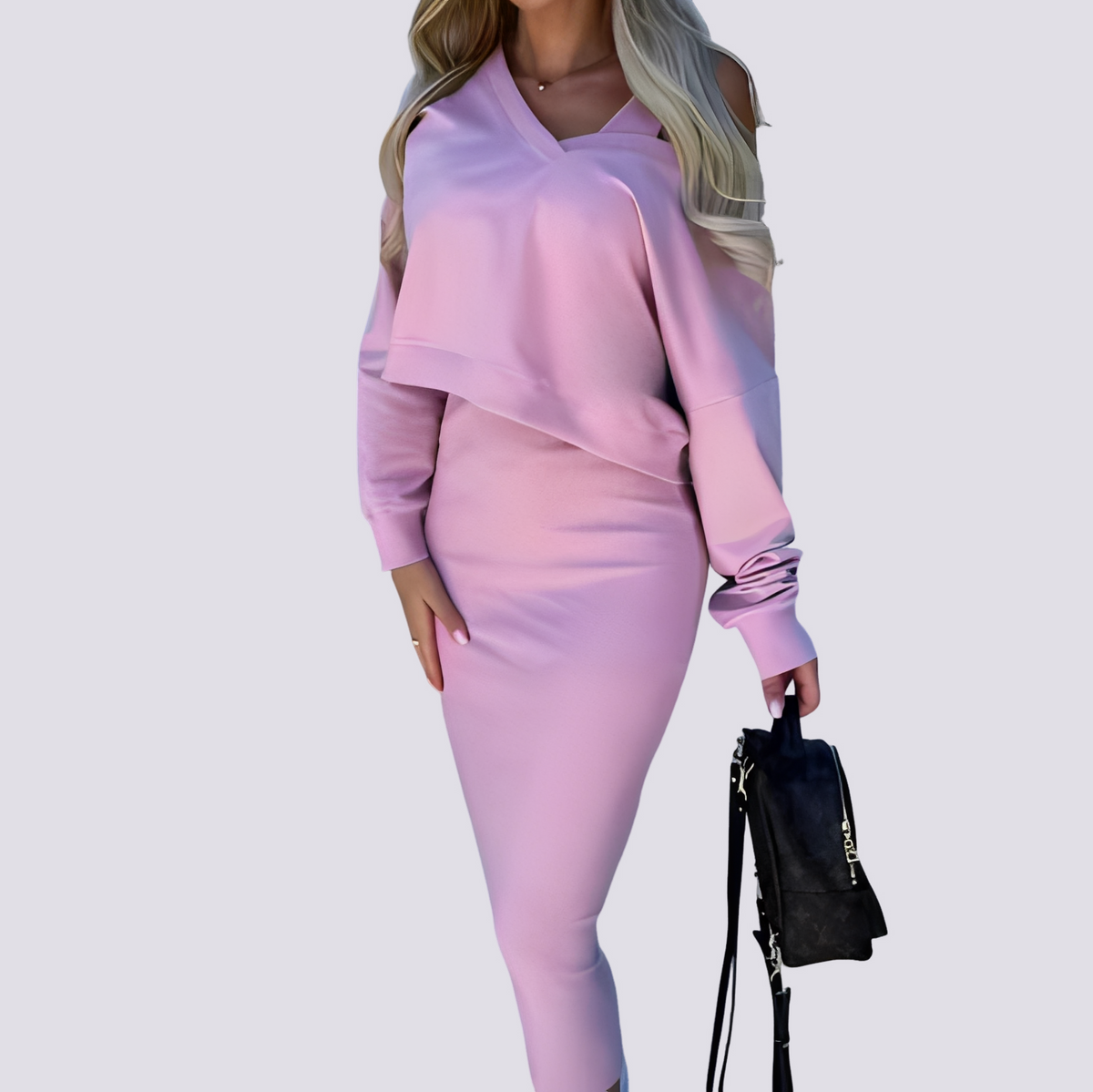 Elsie - Conjunto de Vestido de Dos Piezas Elegante