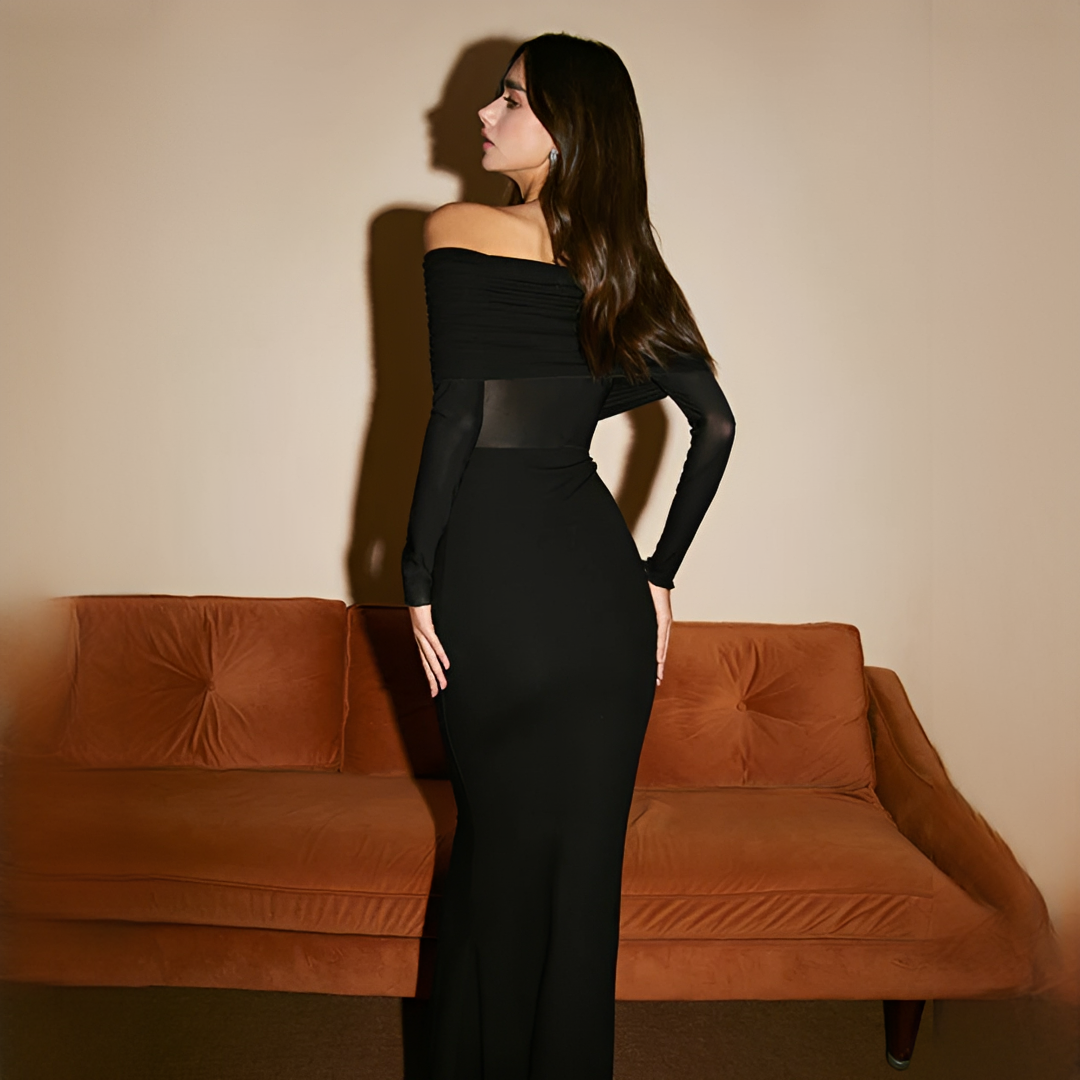Ermanda - Elegante vestido largo sin hombros