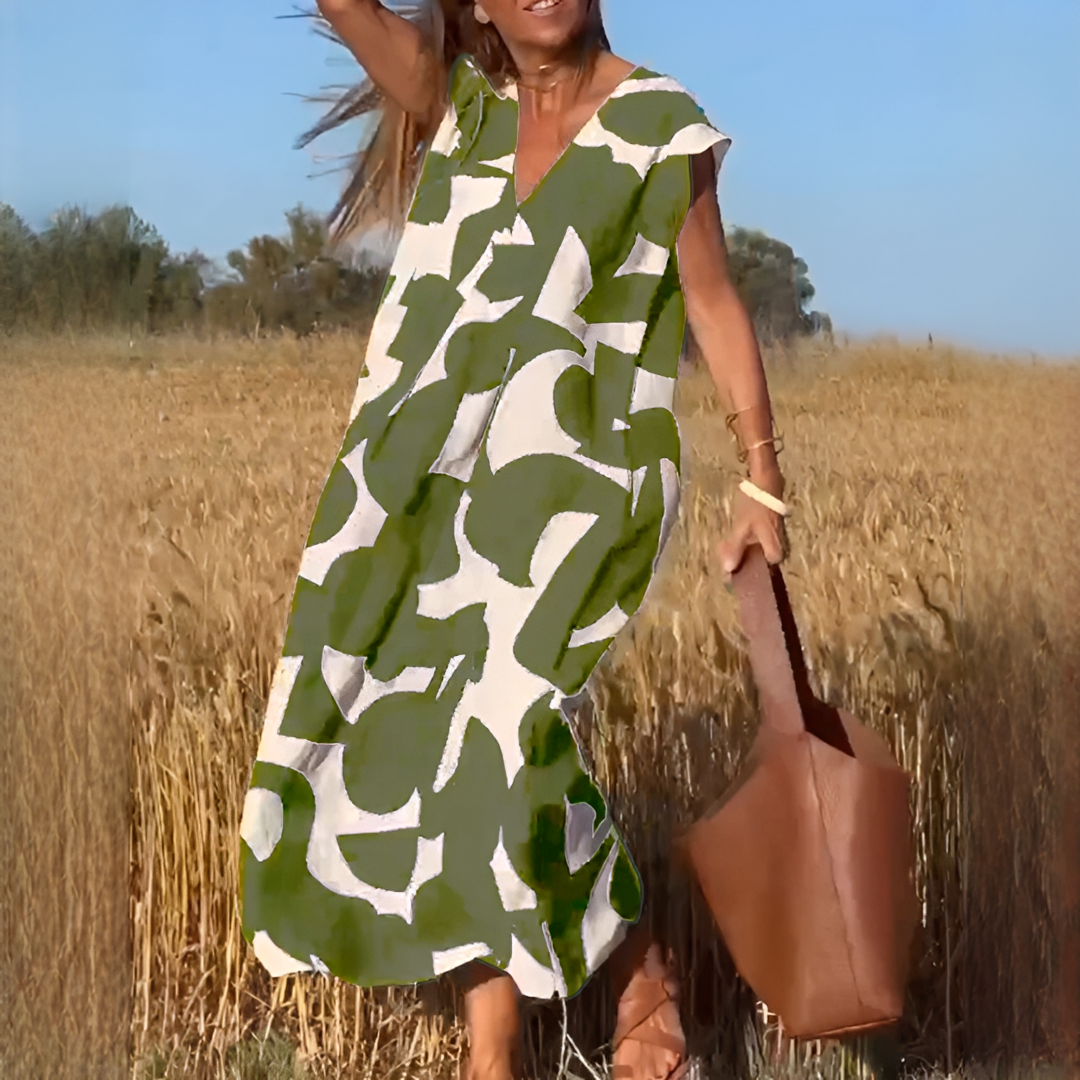 Vicky - Vestido Elegante con Corte Amplio y Escote en V