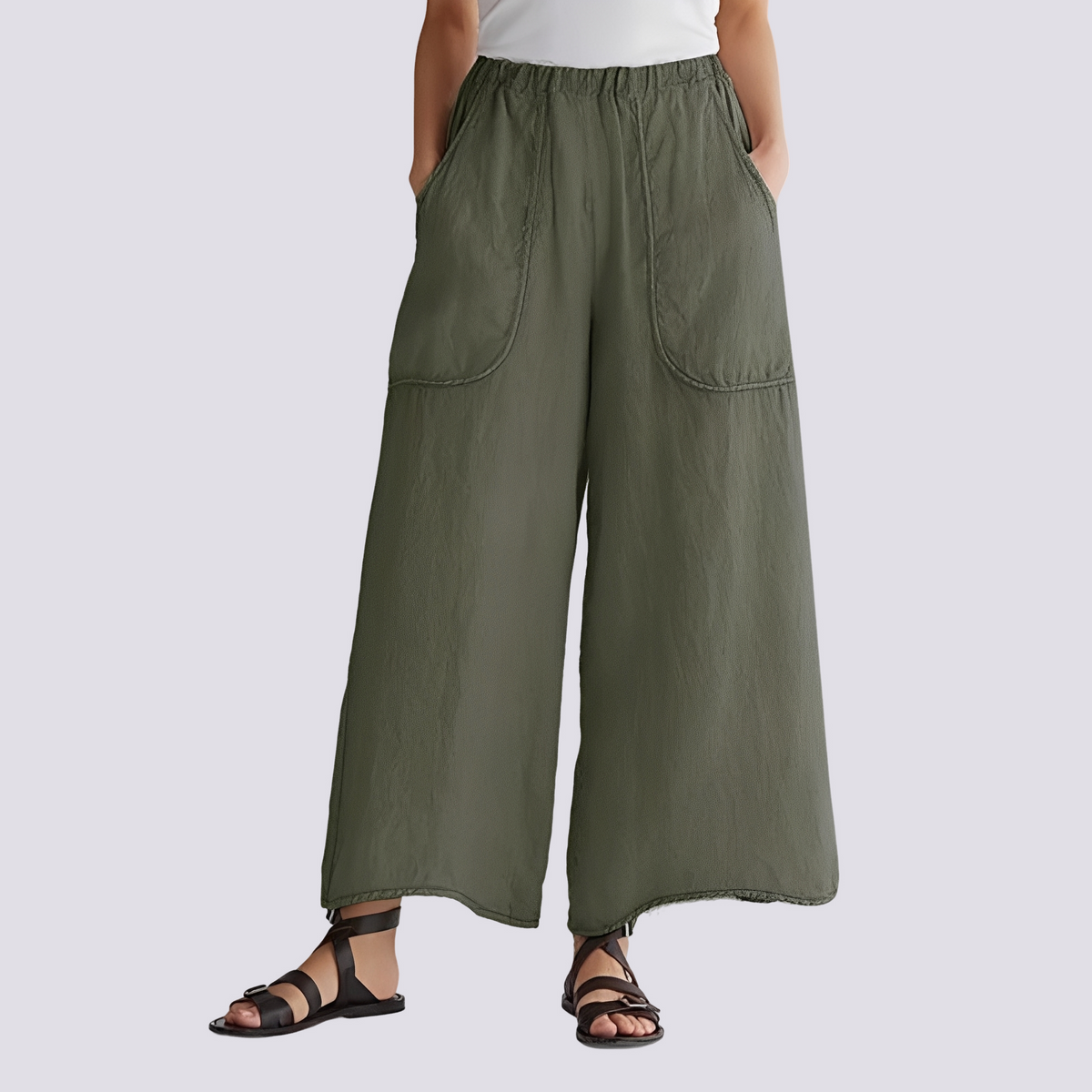 Angela - Pantalones casuales de pierna ancha para damas