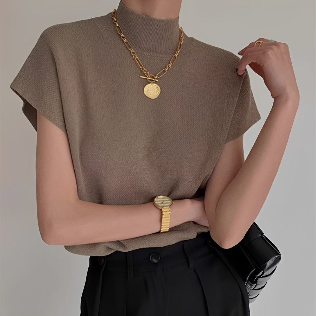 Lesley - Blusa cómoda de cuello alto