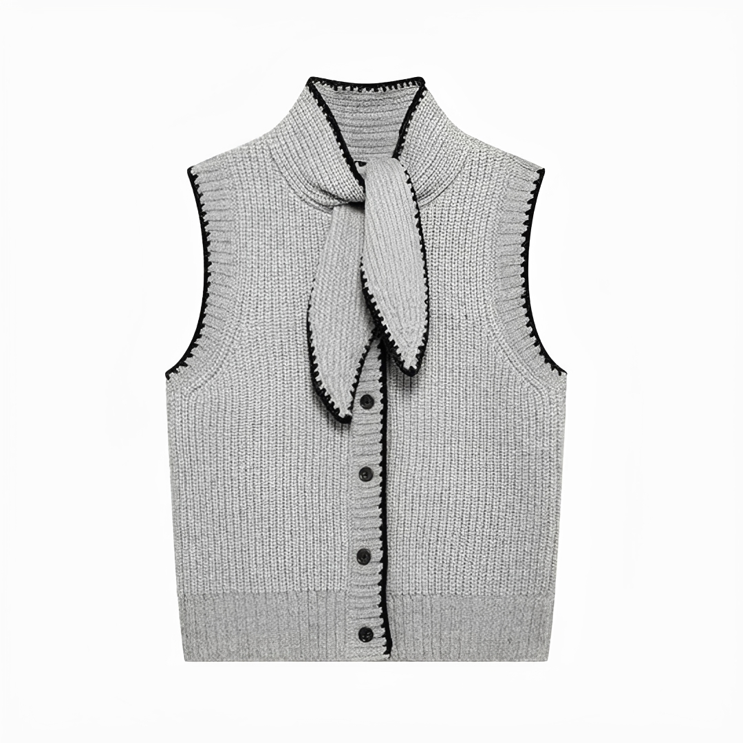 Dahlia - Chaleco Sofisticado con Lazada en el Cuello
