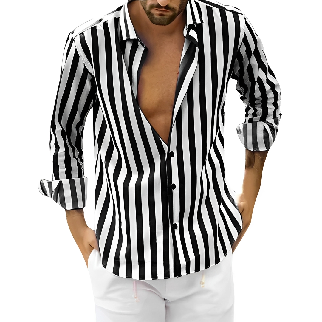 Roldan - Camisa de verano rayada para hombre