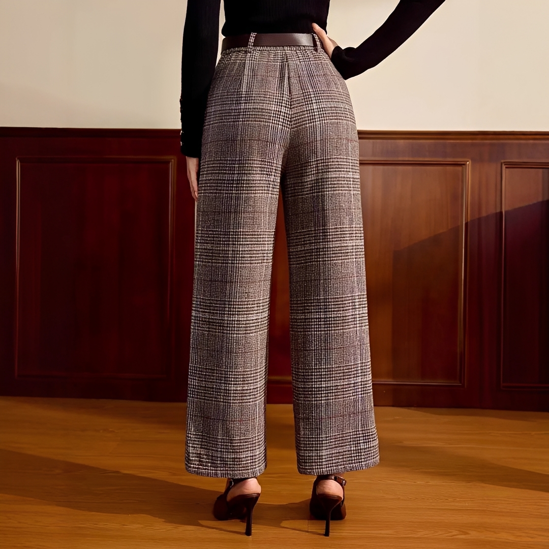 Christabel - Pantalones de Cuadros de Cintura Alta
