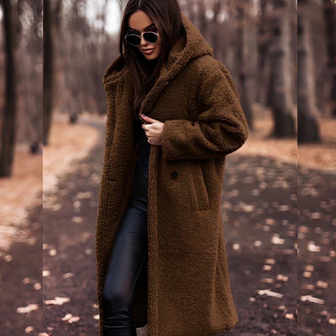 Lucette - Abrigo de invierno con capucha de piel sintética para mujeres