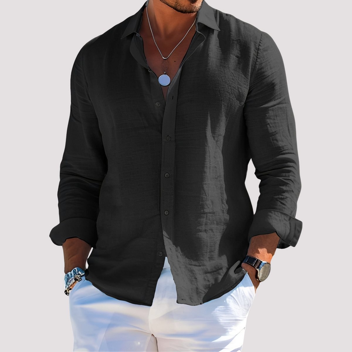 Dale – Camisa de manga larga para hombre – Informal y casual
