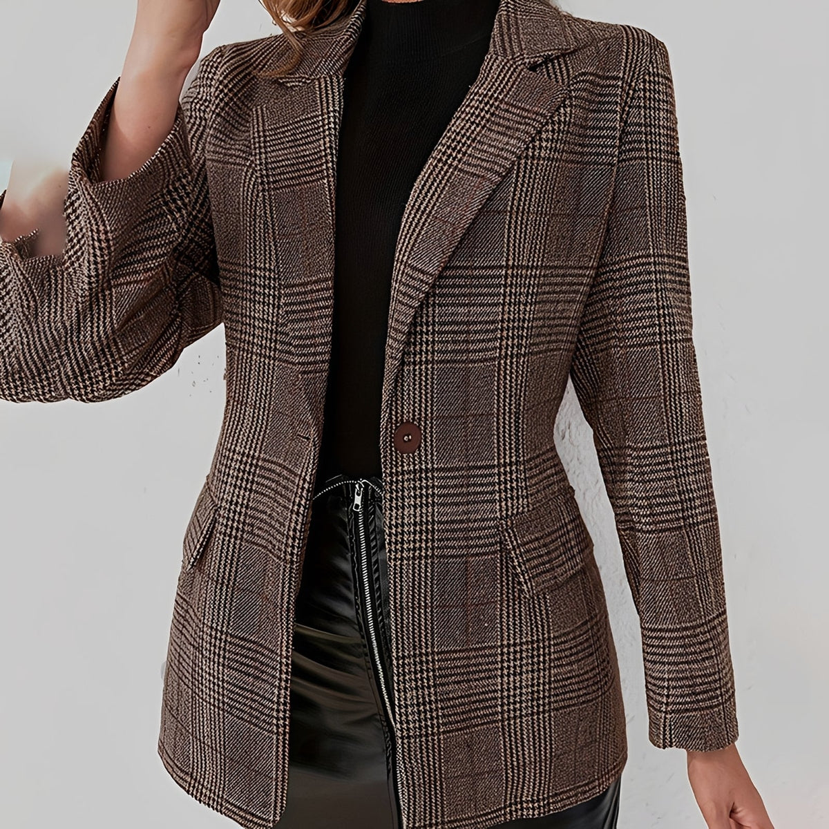 Eshal - Blazer de Cuadros Estiloso