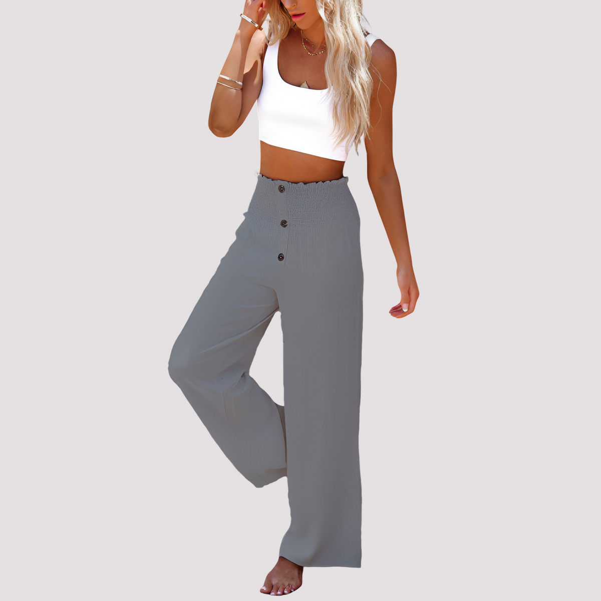 Christa - Pantalones Sueltos de Tiro Alto