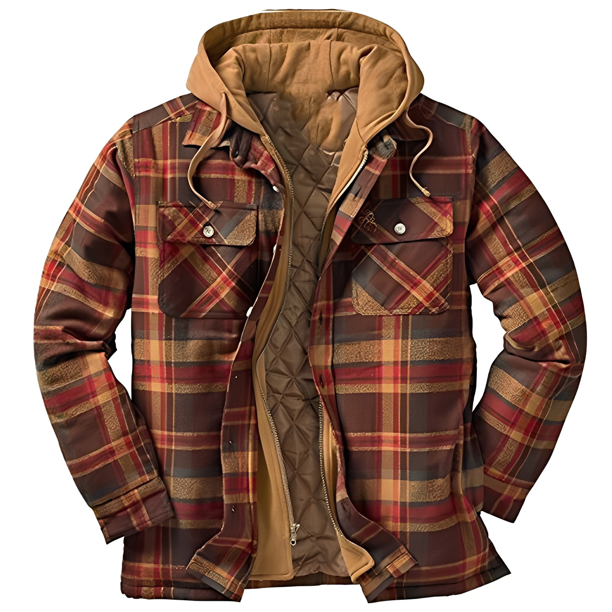 Flynn - Chaqueta clásica con cuadros y capucha