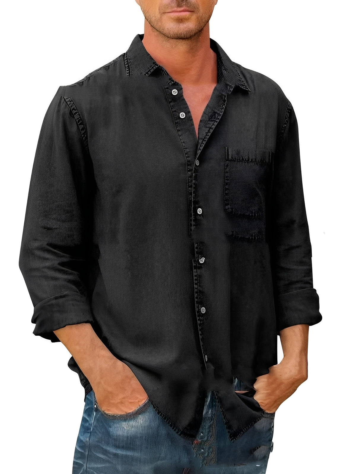 Alfie - Camisa Lavada de Manga Larga