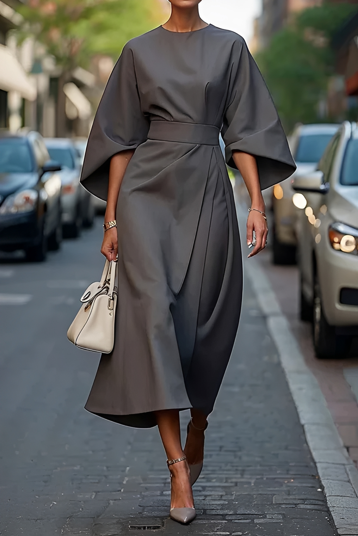 Vera - Vestido Midi con Cinturón Sofisticado