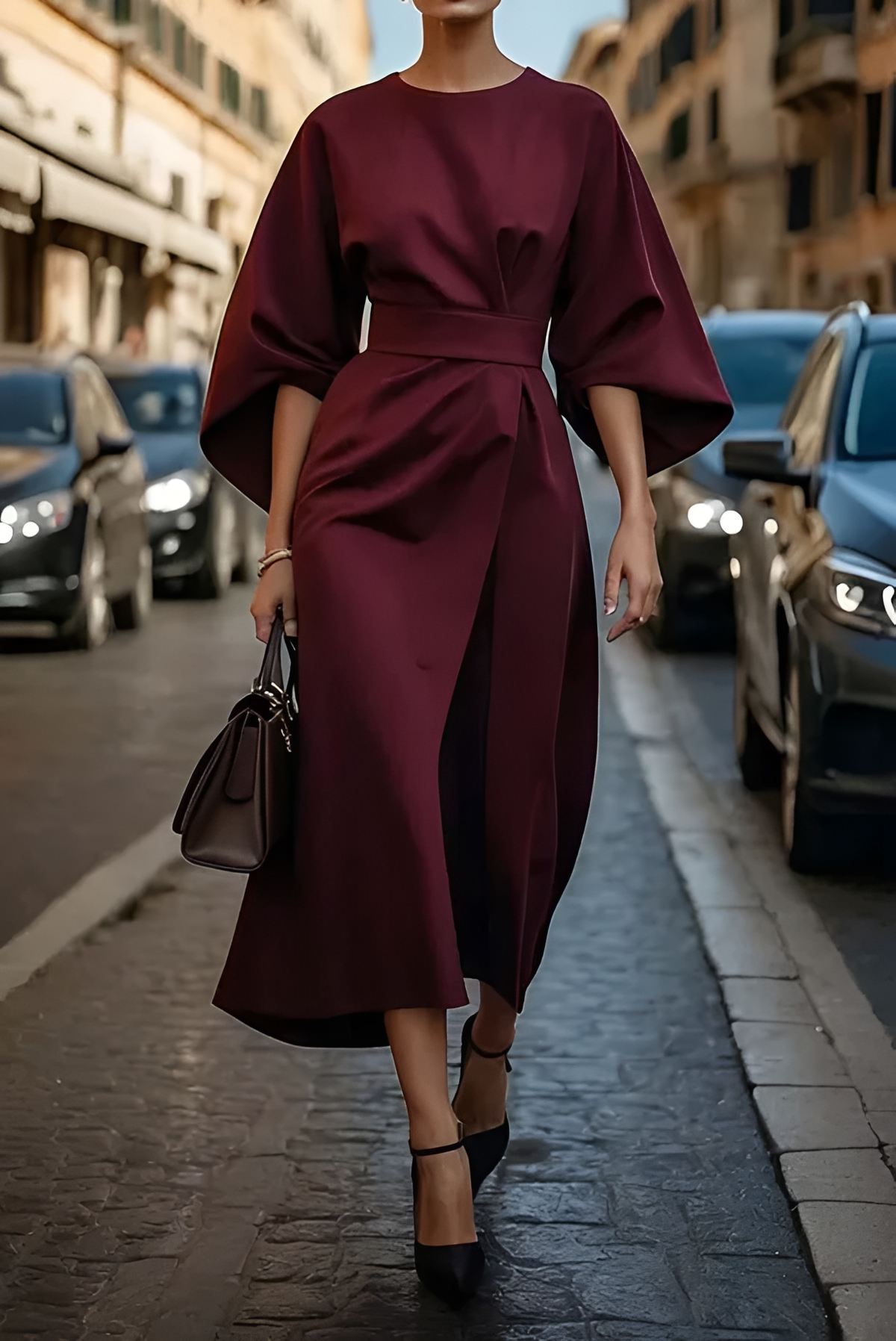 Vera - Vestido Midi con Cinturón Sofisticado