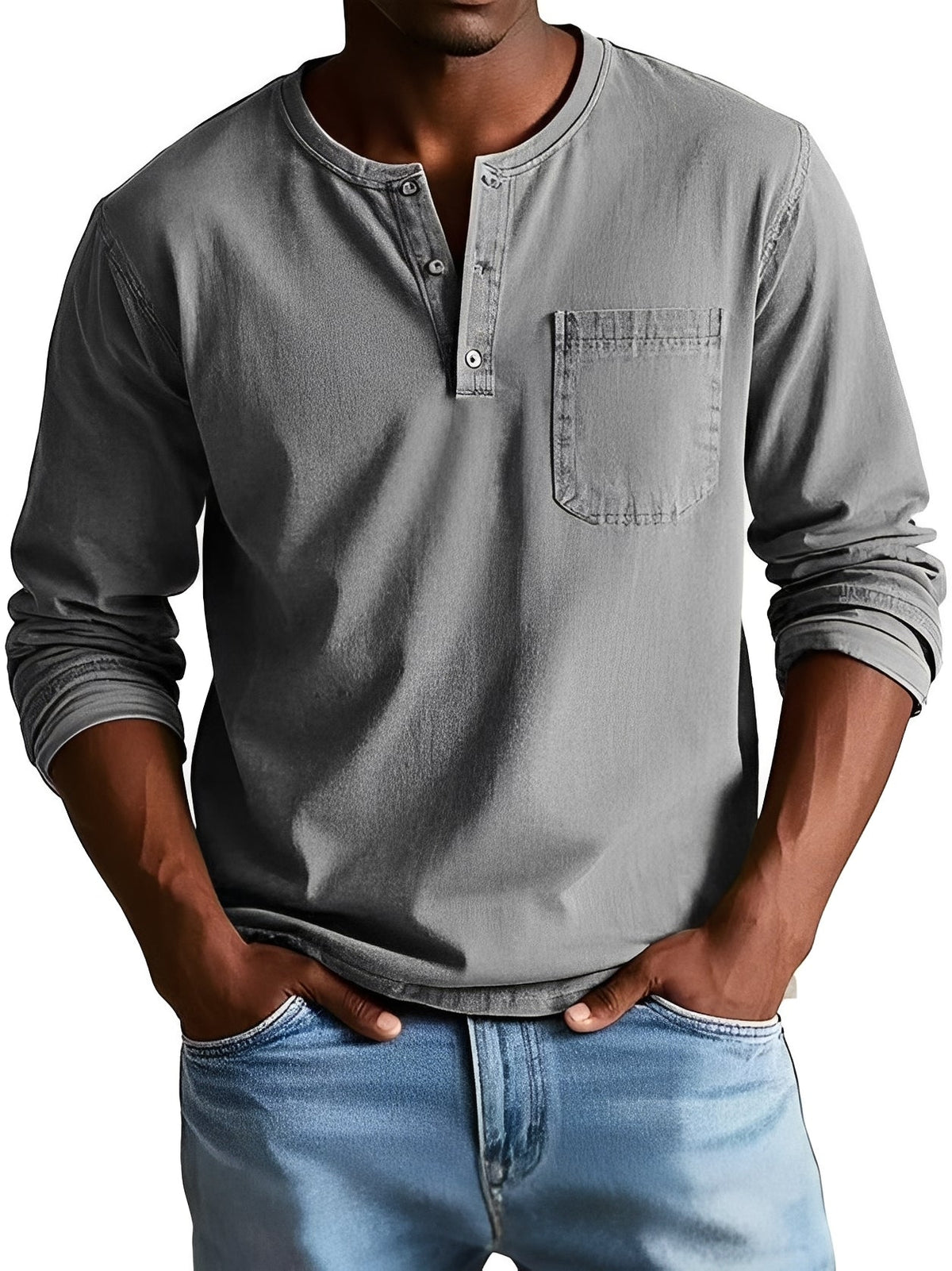 Steve - Camisa casual de manga larga para hombres