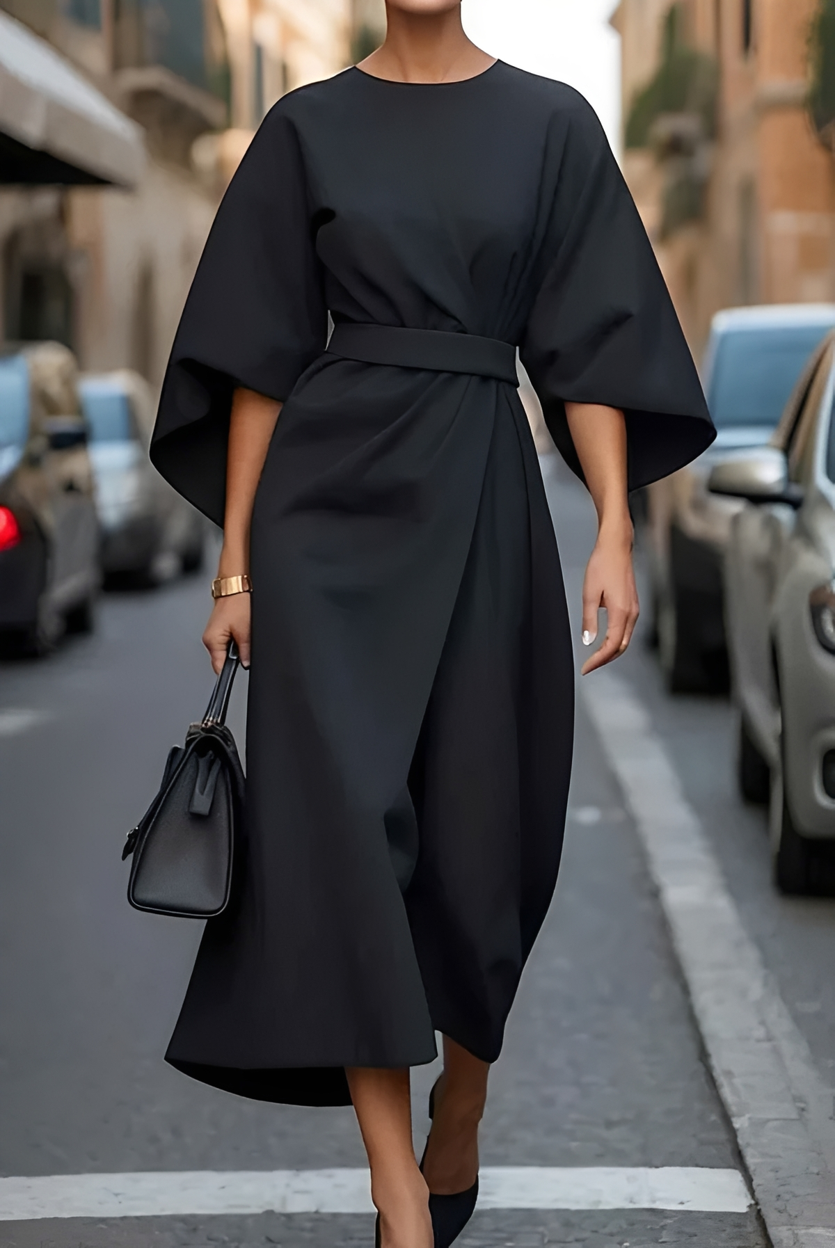 Vera - Vestido Midi con Cinturón Sofisticado