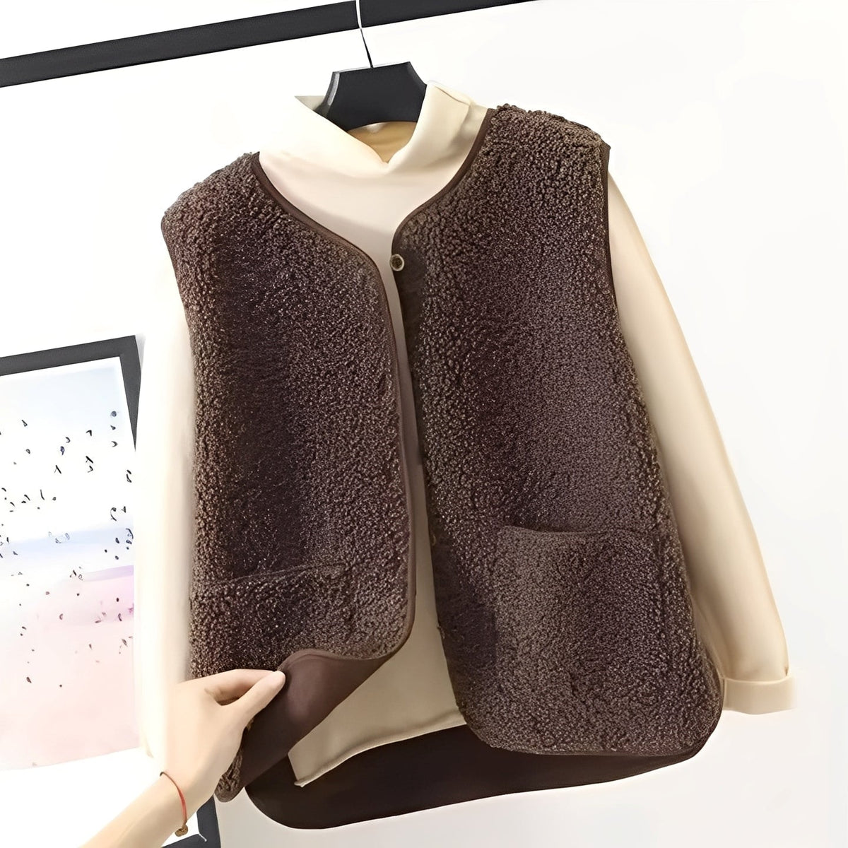 Hillary - Chaqueta estilosa de peluche con bolsillos para mujeres
