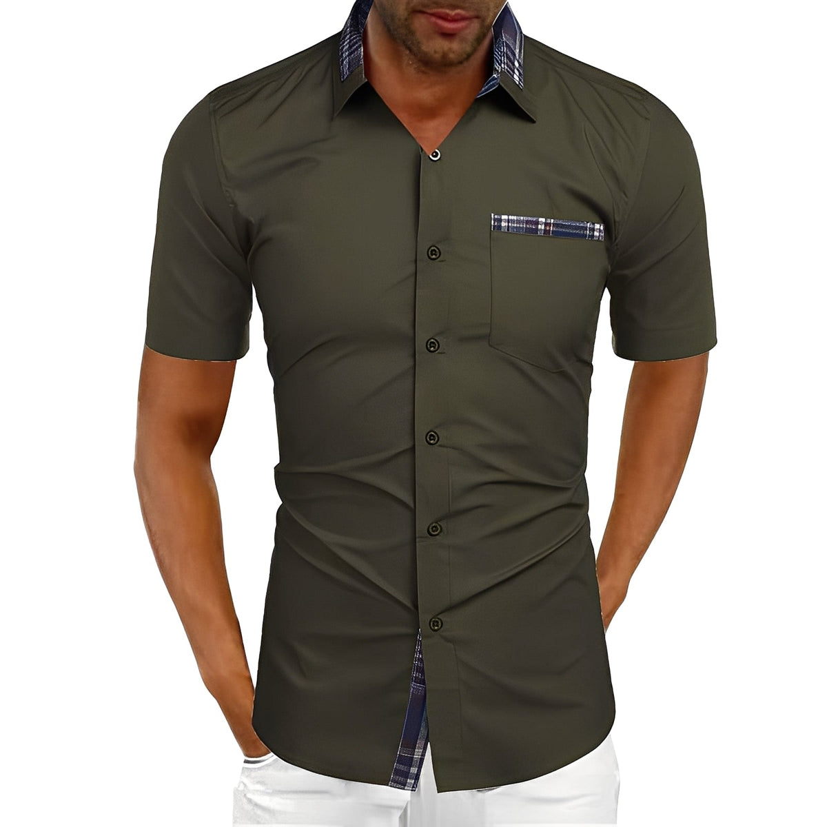 Marvin - Camisa Casual de Manga Corta para Hombres