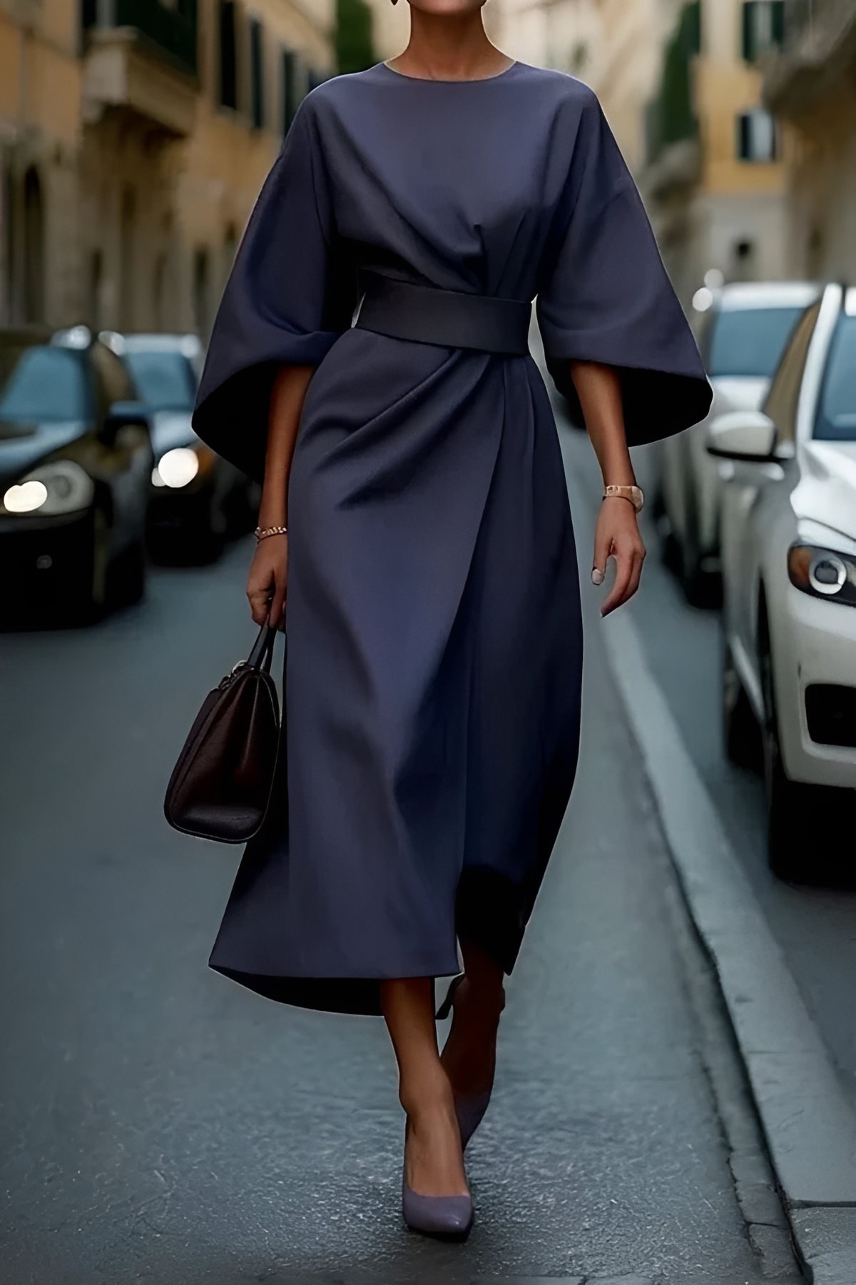 Vera - Vestido Midi con Cinturón Sofisticado