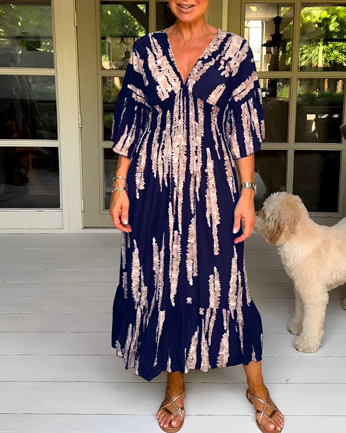 Esperanza - Vestido Midi con Cuello en V Moderno
