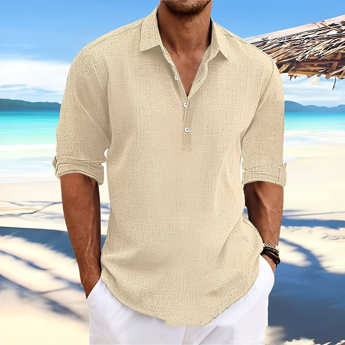 Ricky – Camisa de manga larga para hombre – para días acogedores y cálidos