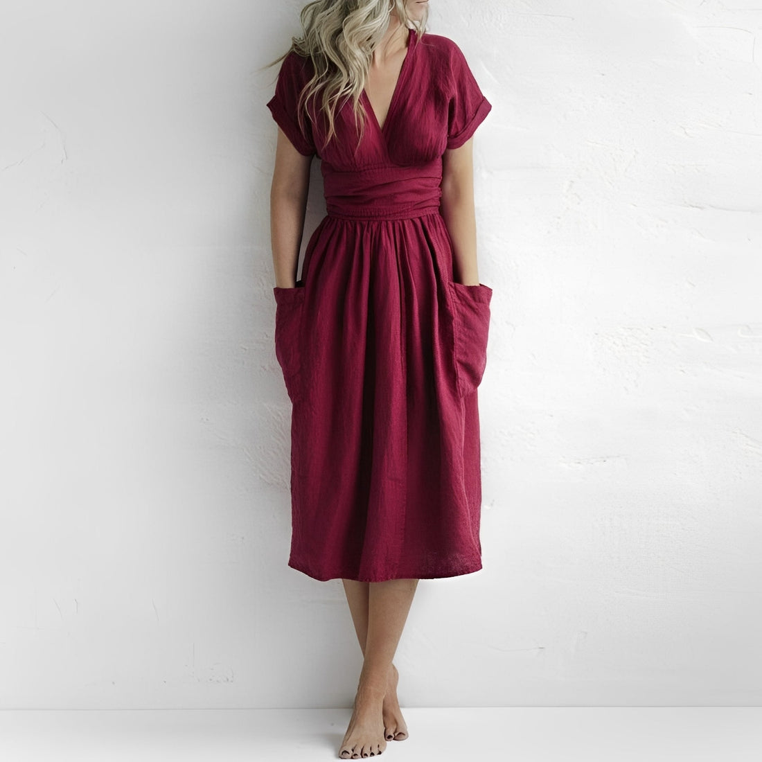 Sasha - Vestido Casual Cruzado con Bolsillos
