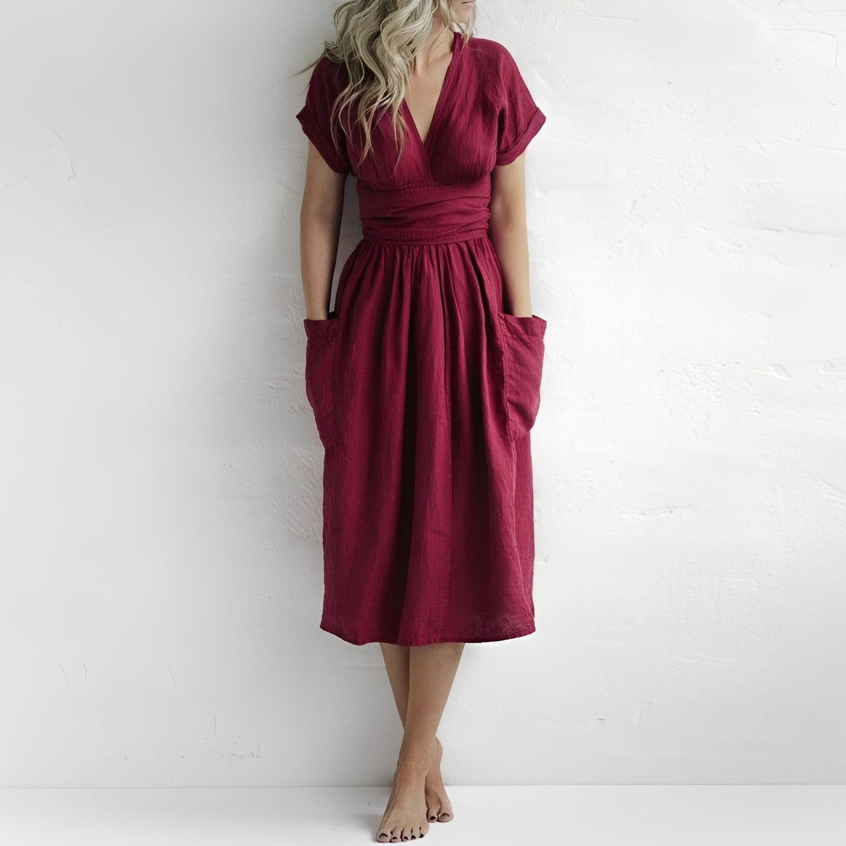Sasha - Vestido Casual Cruzado con Bolsillos