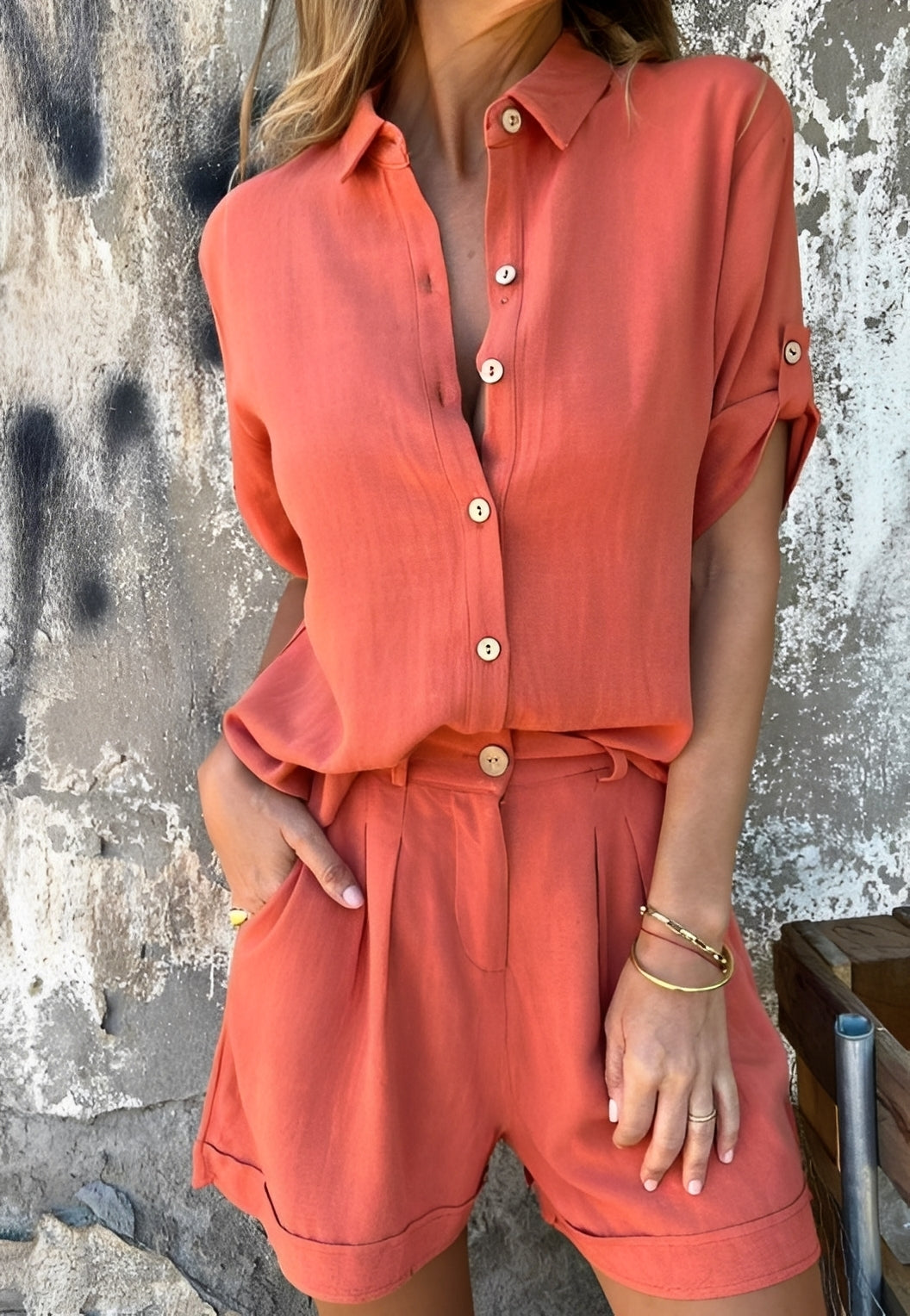 Minnie - Conjunto de Blusa y Shorts Casual
