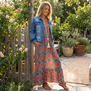 Shalisha - Vestido Bohemio Sofisticado con Escote en V