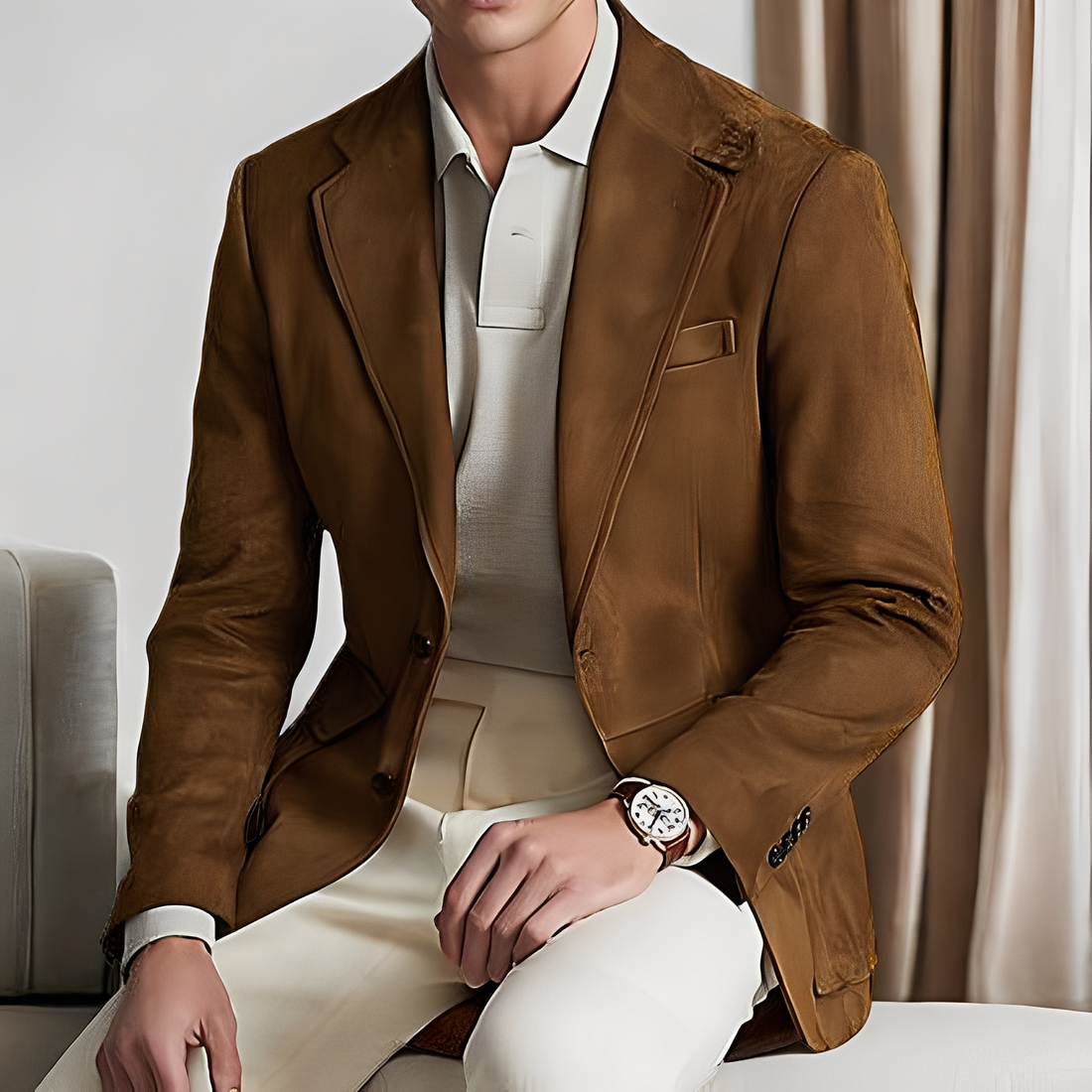 Martin - Chaqueta elegante de traje con botón para hombres
