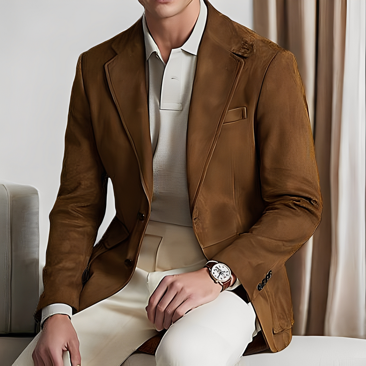 Martin - Chaqueta elegante de traje con botón para hombres